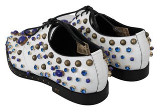 White Leather Crystals Dress Broque Shoes Dolce & Gabbana