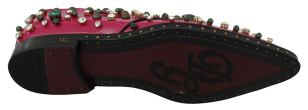 Pink Leather Crystals Dress Broque Shoes Dolce & Gabbana