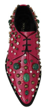 Pink Leather Crystals Dress Broque Shoes Dolce & Gabbana