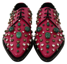 Pink Leather Crystals Dress Broque Shoes Dolce & Gabbana