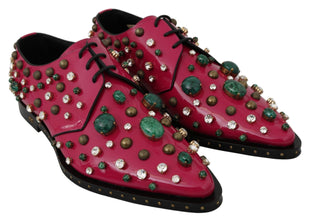 Pink Leather Crystals Dress Broque Shoes Dolce & Gabbana