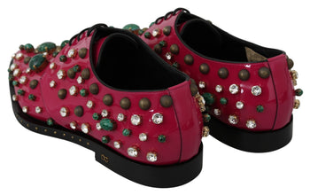 Pink Leather Crystals Dress Broque Shoes Dolce & Gabbana