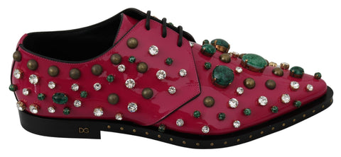 Pink Leather Crystals Dress Broque Shoes Dolce & Gabbana