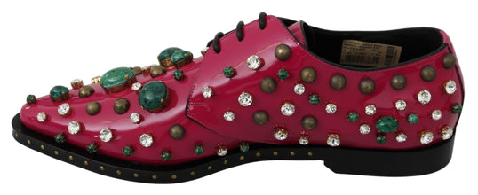 Pink Leather Crystals Dress Broque Shoes Dolce & Gabbana