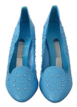 Blue Crystal Floral CINDERELLA Heels Shoes Dolce & Gabbana