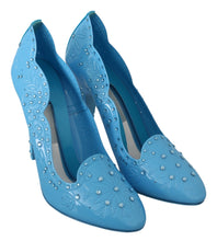 Blue Crystal Floral CINDERELLA Heels Shoes Dolce & Gabbana