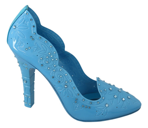 Blue Crystal Floral CINDERELLA Heels Shoes Dolce & Gabbana