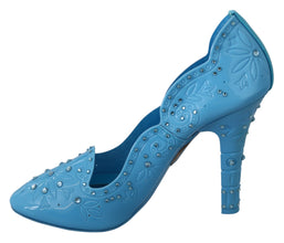 Blue Crystal Floral CINDERELLA Heels Shoes Dolce & Gabbana