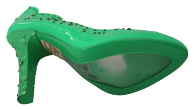 Green Crystal Floral Heels CINDERELLA Shoes Dolce & Gabbana