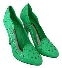 Green Crystal Floral Heels CINDERELLA Shoes Dolce & Gabbana