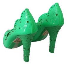 Green Crystal Floral Heels CINDERELLA Shoes Dolce & Gabbana