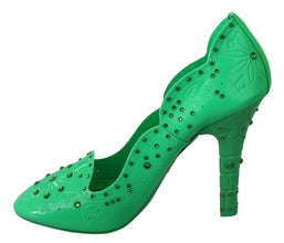 Green Crystal Floral Heels CINDERELLA Shoes Dolce & Gabbana