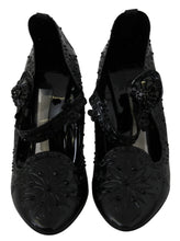 Black Floral Crystal CINDERELLA Heels Shoes Dolce & Gabbana