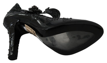 Black Floral Crystal CINDERELLA Heels Shoes Dolce & Gabbana