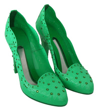 Green Crystal Floral CINDERELLA Heels Shoes Dolce & Gabbana