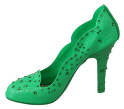 Green Crystal Floral CINDERELLA Heels Shoes Dolce & Gabbana