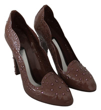 Brown Floral Crystal Heels CINDERELLA Shoes Dolce & Gabbana