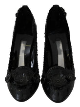 Black Floral Crystal CINDERELLA Heels Shoes Dolce & Gabbana