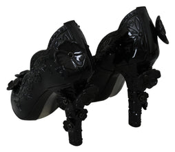 Black Floral Crystal CINDERELLA Heels Shoes Dolce & Gabbana