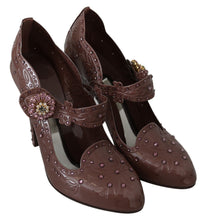 Brown Floral Crystal CINDERELLA Heels Shoes Dolce & Gabbana