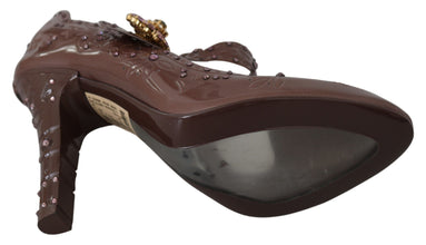Brown Floral Crystal CINDERELLA Heels Shoes Dolce & Gabbana