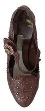 Brown Floral Crystal CINDERELLA Heels Shoes Dolce & Gabbana