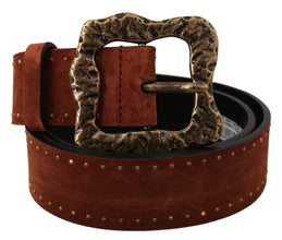 Brown Suede Leather Studded Baroque Belt Dolce & Gabbana