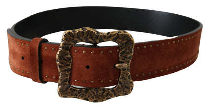 Brown Suede Leather Studded Baroque Belt Dolce & Gabbana