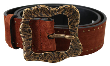 Brown Suede Leather Studded Baroque Belt Dolce & Gabbana