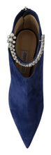 Pop Blue Crystal-Strap Heeled Boots Jimmy Choo