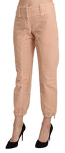 Beige Mid Waist Cropped Cotton Trouser Pants Ermanno Scervino