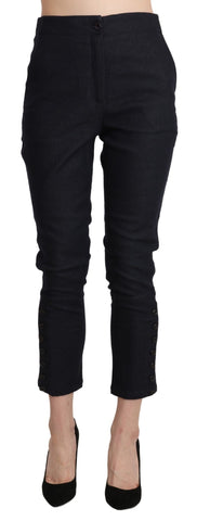 Black High Waist Capri Cropped Cotton Pants Ermanno Scervino