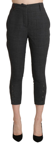 Gray High Waist Capri Cropped Cotton Pants Ermanno Scervino