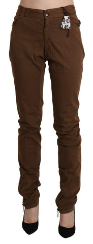 Brown High Waist Skinny Trouser Cotton Pants Ermanno Scervino