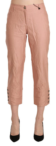 Cotton Pink High Waist Cropped Trouser Pants Ermanno Scervino