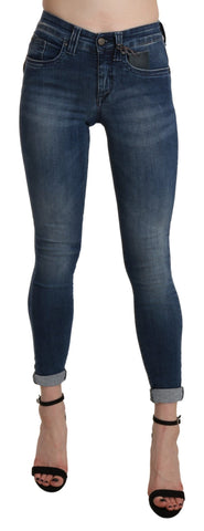 Blue Washed High Waist Skinny Cropped Cotton Jeans Ermanno Scervino