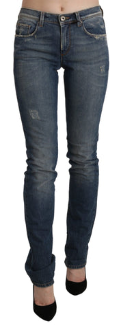 Blue Washed Mid Waist Skinny Denim Jeans Ermanno Scervino
