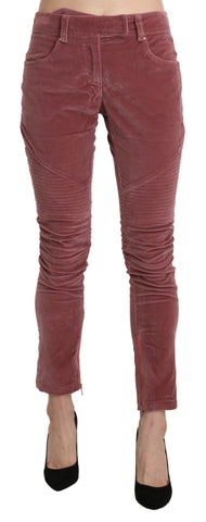 Red Mid Waist Skinny Cotton Pants Ermanno Scervino
