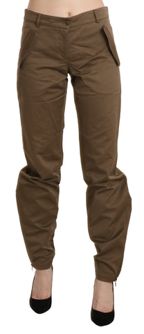 Brown Mid Waist Straight Cotton Pants Ermanno Scervino