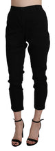 Black High Waist Skinny Cropped Cotton Capri Pant Acht