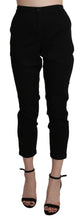 Black High Waist Skinny Cropped Cotton Capri Pant Acht