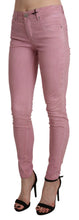 Pink Mid Waist Skinny Stretch  Denim Pant Acht