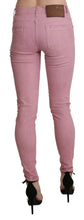Pink Mid Waist Skinny Stretch  Denim Pant Acht