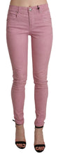 Pink Mid Waist Skinny Stretch  Denim Pant Acht