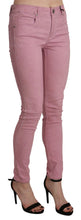Pink Mid Waist Skinny Stretch  Denim Pant Acht