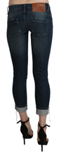 Blue Washed Low Waist Skinny Cropped Denim pant Acht