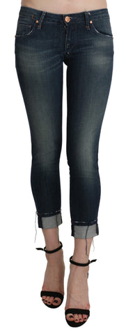 Blue Washed Low Waist Skinny Cropped Denim pant Acht