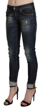 Blue Washed Low Waist Skinny Cropped Denim Pant Acht