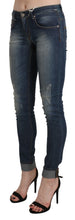 Blue Washed Low Waist Skinny Cropped Denim Trouser Acht