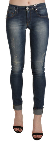 Blue Washed Low Waist Skinny Cropped Denim Trouser Acht